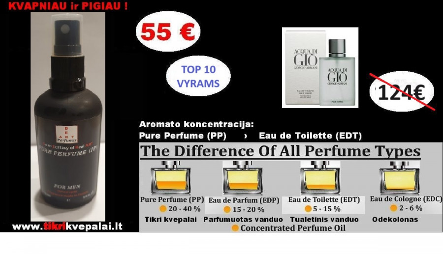 ARMANI Acqua Di Gio Kvepalai Vyrams 100ml (Parfum) Pure Perfume Koncentruoti kvepalai