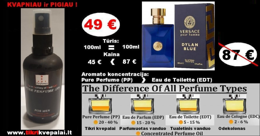 VERSACE DYLAN BLUE  100ml (PP) Pure Perfume Koncentruoti Kvepalai Vyrams