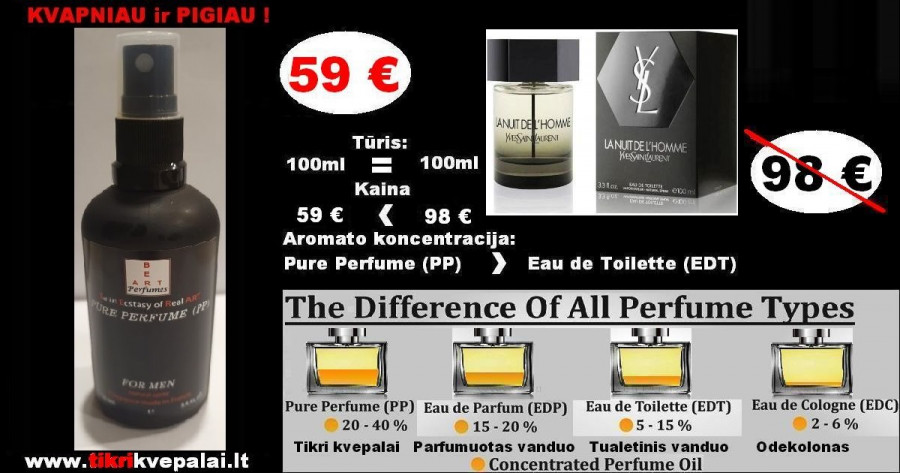 YVES SAINT LAURENT La Nuit De L‘Homme 100ml (PP) Pure Perfume Koncentruoti Kvepalai vyrams