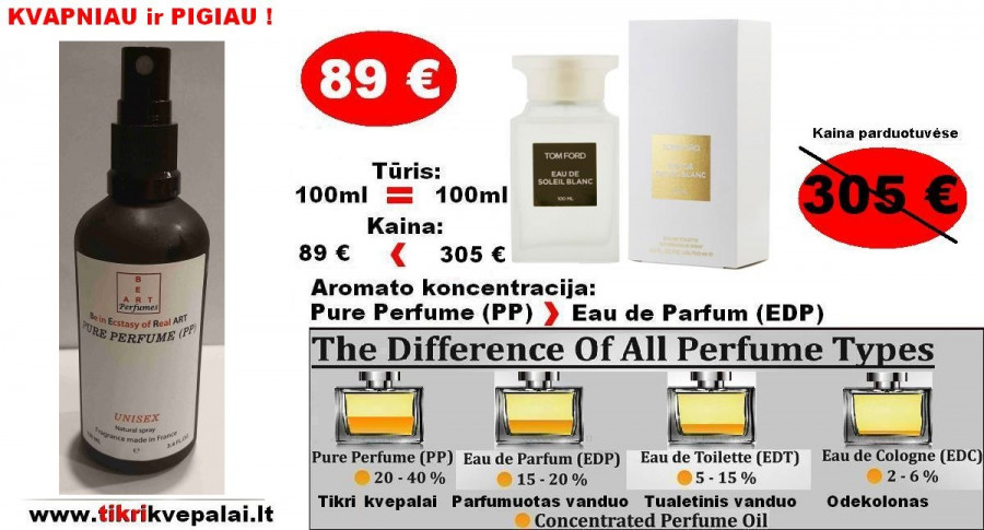 TOM FORD SOLEIL BLANC 100ml (PP) Pure Perfume Nišiniai Koncentruoti Kvepalai Moterims ir vyrams (UNISEX)