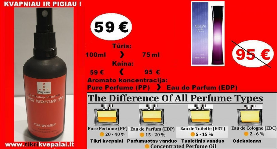 ARMANI CODE CASHMERE Koncentruoti Kvepalai Moterims 100ml (PP) Pure Perfume