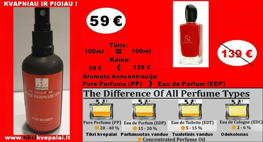 ARMANI Si PASSIONE 100ml Koncentruoti Kvepalai Moterims (PP) Pure Perfume