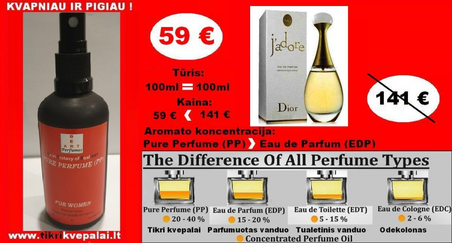 CHRISTIAN DIOR J‘ADORE Koncentruoti Kvepalai Moterims 100ml (PP) Pure Perfume