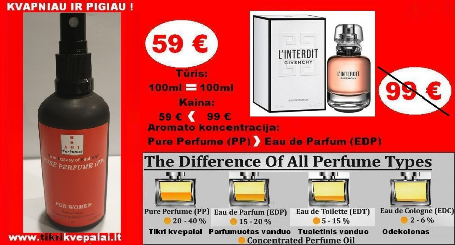 GIVENCHY L‘INTERDIT 100ml (PP) Pure Perfume Koncentruoti Kvepalai Moterims