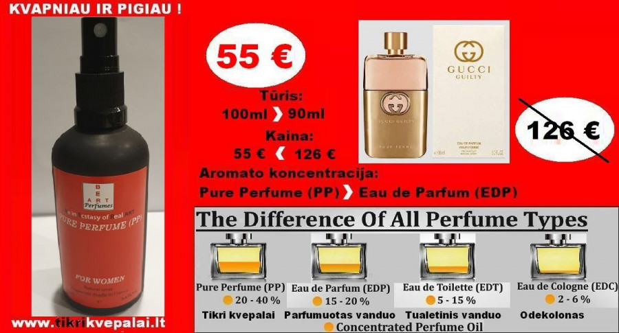 GUCCI GUILTY POUR FEMME Koncentruoti  Kvepalai Moterims 100ml (PP) Pure Perfume