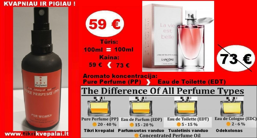LANCOME La Vie Est Belle FLORALE 100ml PP Pure Perfume Koncentruoti Kvepalai Moterims
