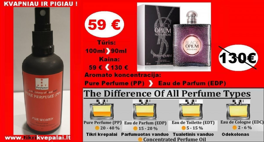 YVES SAINT LAURENT  BLACK OPIUM NUIT BLANCHE 100ml PP Pure Perfume Koncentruoti Kvepalai Moterims