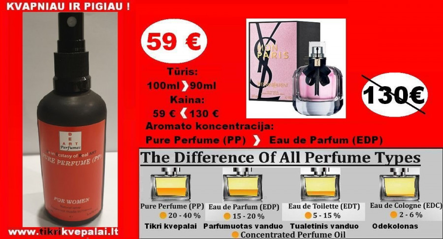 YVES SAINT LAURENT MON PARIS 100ml PP Pure Perfume Koncentruoti Kvepalai Moterims