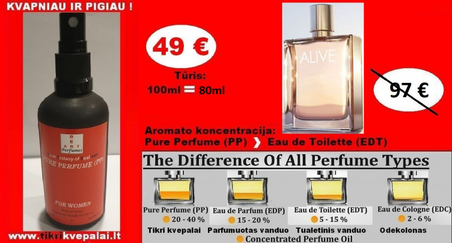 HUGO BOSS ALIVE Kvepalai Moterims 100ml (PP) Pure Perfume Koncentruoti Kvepalai