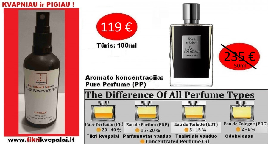KILIAN BACK TO BLACK Nišiniai Kvepalai Moterims ir Vyrams (UNISEX) 100ml (PP) Pure Perfume