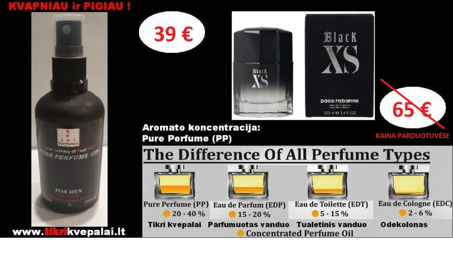 PAKO RABANE XS BLACK Kvepalai Vyrams 100ml (PP) Pure Parfum koncentruoti kvepalai