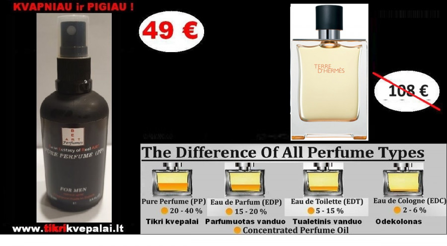 HERMES TERRE D'HERMES 100ml (PP) Pure Perfume Koncentruoti Kvepalai Vyrams