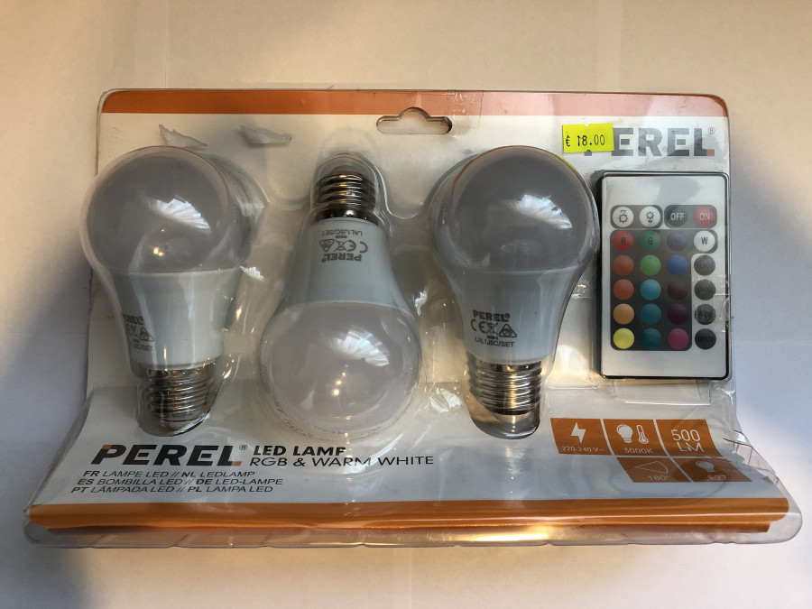 „Perel“ rinkinys iš 3 LED lempučių RGB ir šiltai baltos spalvos