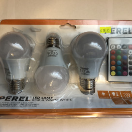 „Perel“ rinkinys iš 3 LED lempučių RGB ir šiltai baltos spalvos
