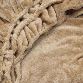 Pliušinė paklodė su guma (smėlio spalvos)