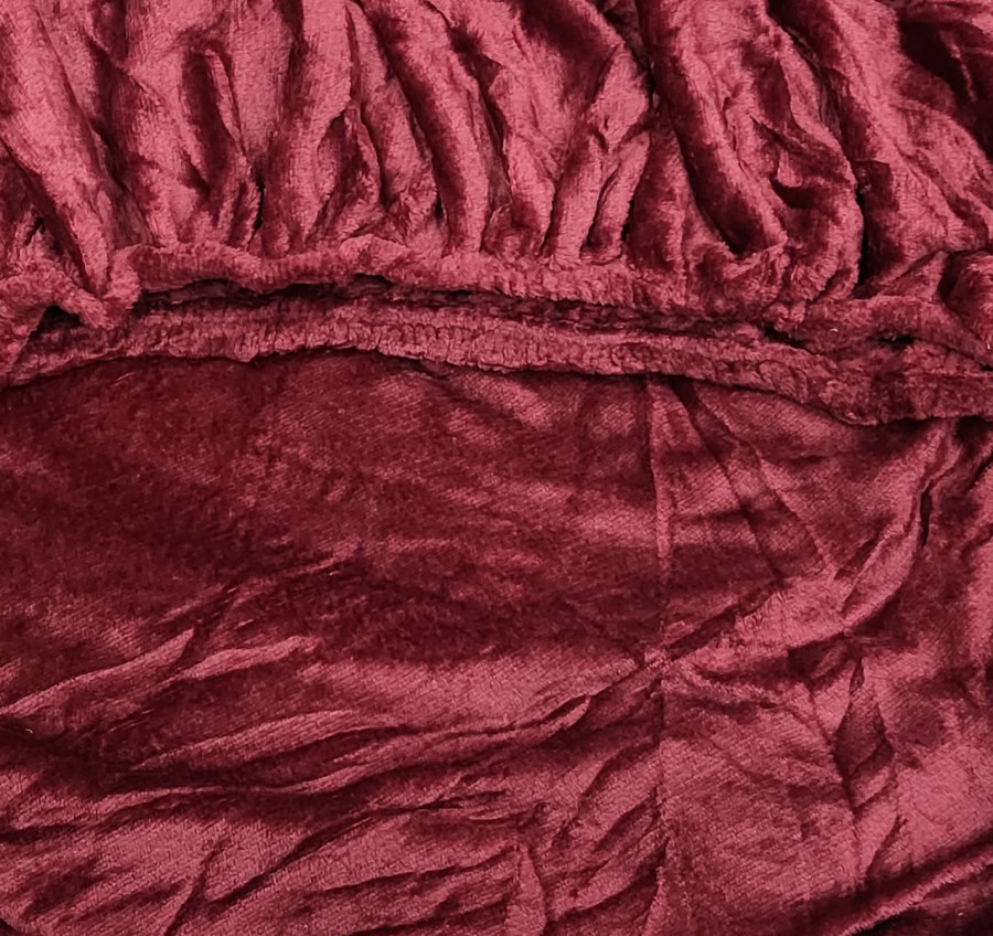 Pliušinė paklodė su guma (Bordo spalvos)