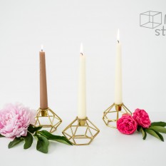 Geometrinė žvakidė siaurai žvakei (aukso ir vario spalvų) (Ž-39)