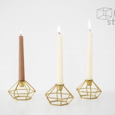Geometrinė žvakidė siaurai žvakei (aukso ir vario spalvų) (Ž-39)