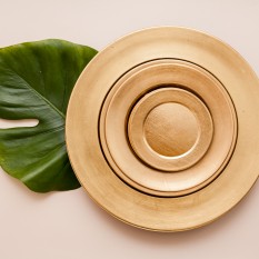 Aukso spalvos plastikinė lėkštė serviravimui (In - 14)