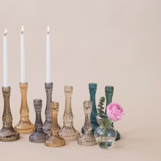 Įvairių spalvų raižyto stiklo žvakidės (Ž-53)