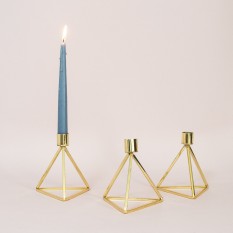 Blizgi aukso spalvos geometrinė žvakidė (Ž-54)