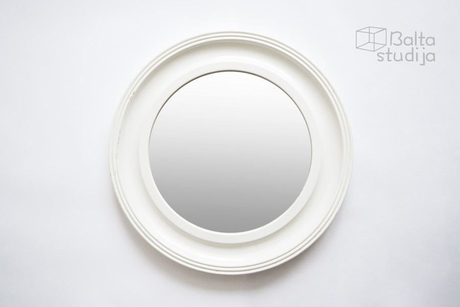 Baltas apvalus mažas veidrodis (Vd-6)
