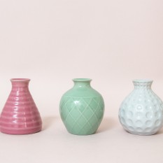 Pastelinių spalvų keramikinės vazelės(Vv-15)