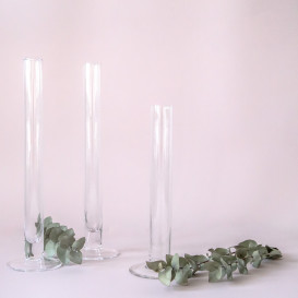 Kolonos formos skaidraus stiklo vazelės (Vv- 25)