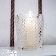 Raižyta stiklinė žvakidė nedidelei žvakei (Ž-20)